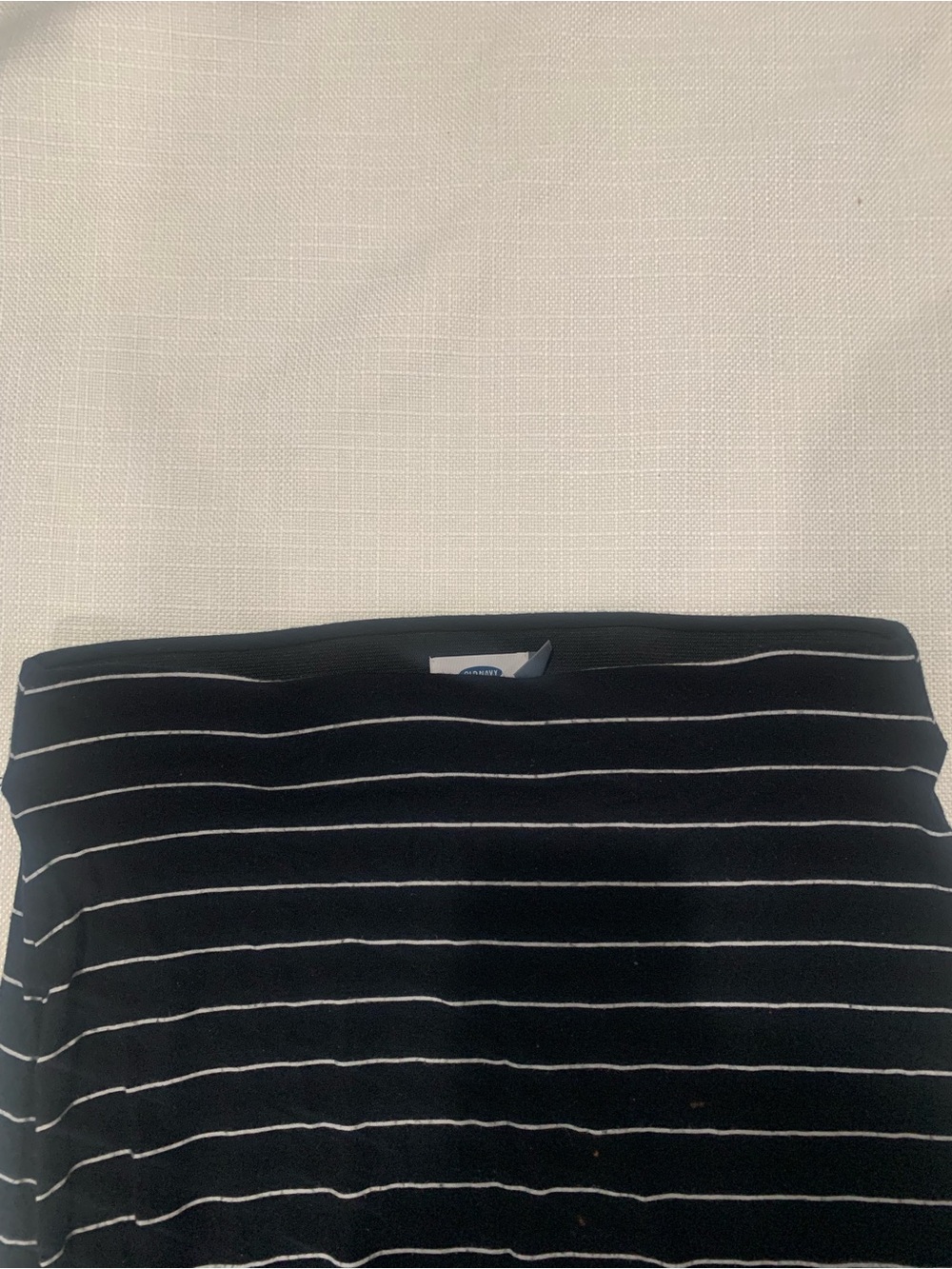 Black & White Striped Maxi Skirt | Stretch Knit Foldover Long Skirt - Picture 5 of 8